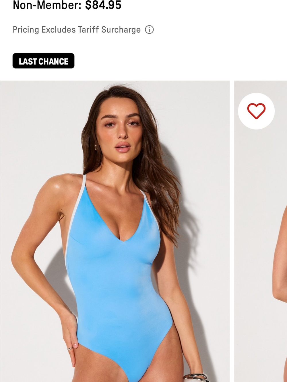 Fabletics Blue One-Piece Swimsuit with White Trim